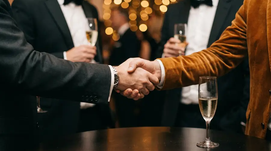 Reportage photo d’événement corporate : poignée de main lors d’un gala