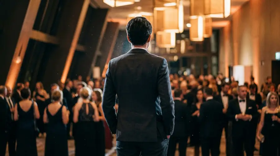 Une directrice événementiel dans une salle d’événement moderne