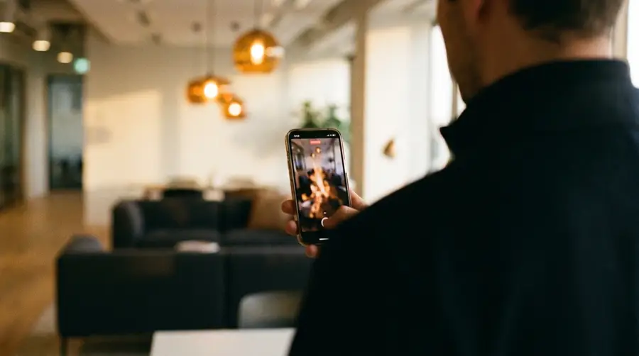 Un professionnel regarde des extraits vidéo sur smartphone