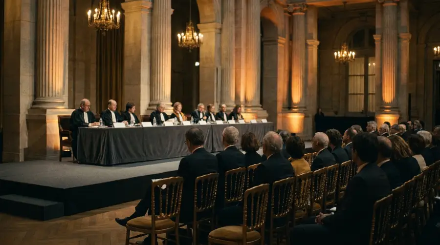 Cérémonie institutionnelle dans un lieu classique à colonnes
